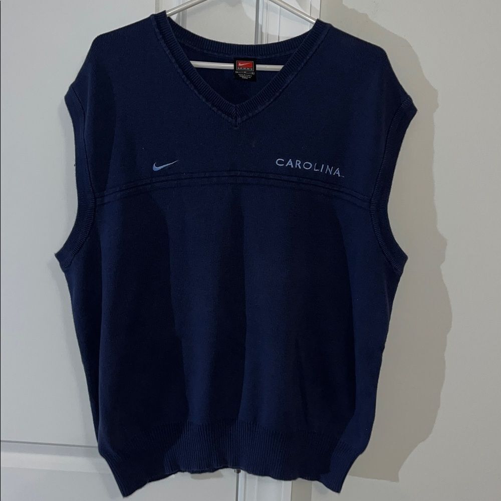 Nike Blue Cotton UNC North Carolina Tarheels Tar Heels Golf Vest Sweater L